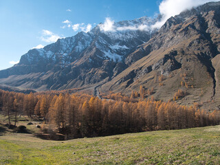 In autumn along Pellaud lakes in the municipality of Rhêmes-Notre-Dame, in the Aosta Valley, Italy.