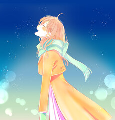 幸せそうな冬の女性