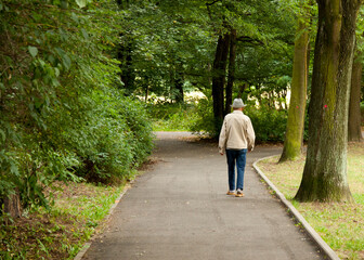 Senior walking in the park