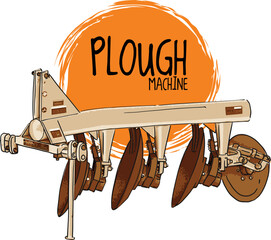 ploughing machinery in field for farmers in agriculture