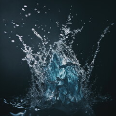 water splash closeup shot with bubbles