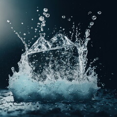 Naklejka na ściany i meble water splash closeup shot with bubbles