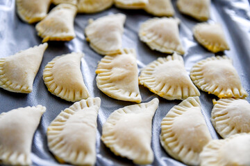 Homemade Ukrainian Perogi Lined up