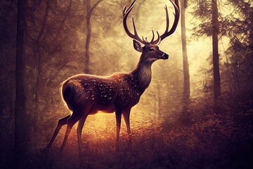 majestic spirit deers in forest