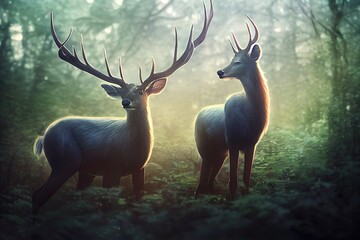 majestic spirit deers in forest