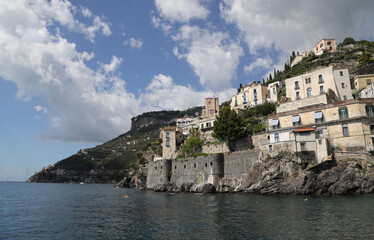 Fototapeta na wymiar The small town of Minori on the Amalfi coast, Italy