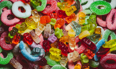 close up of colorful jelly candies
