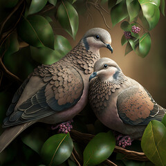 Ai generated 2 turtle doves