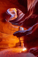 glowing heart with sunray in famous antelope canyon arizona USA - obrazy, fototapety, plakaty