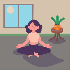 woman practicing yoga