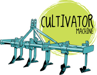 cultivator machinery in field for farmers in agriculture, machine for farmers