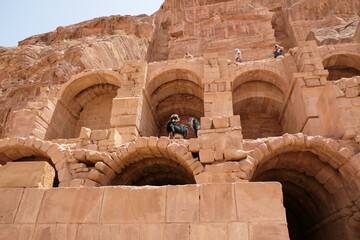 Urn Tomb in the Royal Wall in Petra, Jordan. Petra is ancient Nabataean city,  considered one of...
