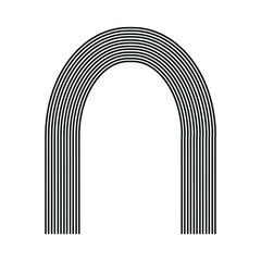 Flat mid century arch for banner design. Minimalist vector illustration. Landscape background. Isolated vector illustration. Boho style. Fashion poster. Abstract geometric decorative background.