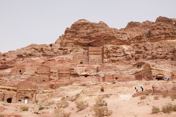 Amazing views on High Place of Sacrifice trail in ancient Nabataean city of Petra, Jordan. Petra is considered one of seven new wonders of world.