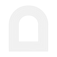 Flat mid century arch for banner design. Minimalist vector illustration. Landscape background. Isolated vector illustration. Boho style. Fashion poster. Abstract geometric decorative background.