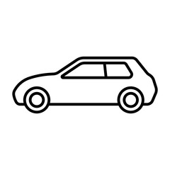 Car icon. Black contour linear silhouette. Side view. Editable strokes. Vector simple flat graphic illustration. Isolated object on a white background. Isolate.