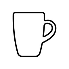 Mug icon. Black contour linear silhouette. Side view. Editable strokes. Vector simple flat graphic illustration. Isolated object on a white background. Isolate.