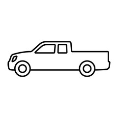 Pickup truck icon. Black contour linear silhouette. Side view. Editable strokes. Vector simple flat graphic illustration. Isolated object on a white background. Isolate.