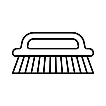 recommend clip art: Hand brush icon. Cleaning, washing. Black contour linear silhouette. Front side view. Editable strokes. Vector simple flat graphic illustration. Isolated object on a white background. Isolate.