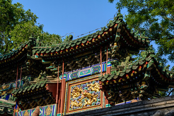 Wooden ornament. Eastern Pagoda. Beijing. The Beauty of the East