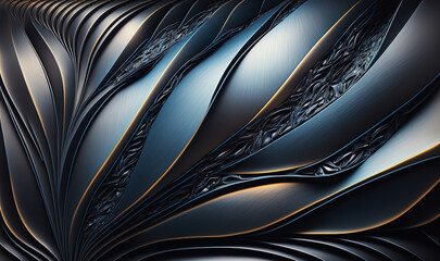 blue metallic modern pattern with curves as background, midjourney illustration