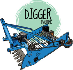 Modern solid ground nut digger machine for farmers, vector image