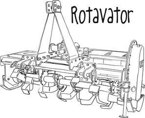 outline agriculture rotavator for farming, tractor rotavator