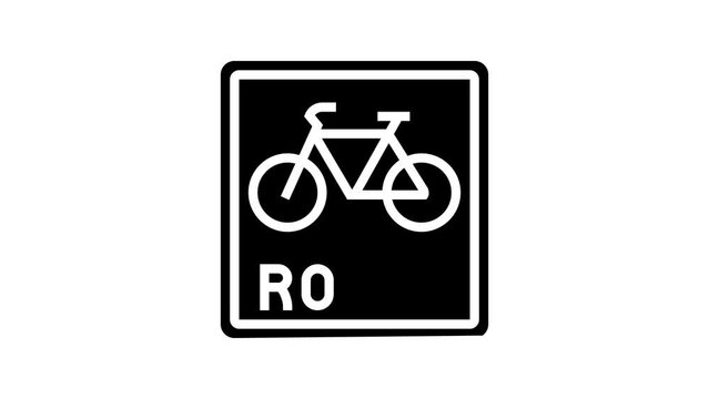 bicycle road sign line icon animation