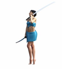 warrior woman, isolated on white background, 3D illustration, cg render