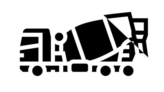concrete mixer construction car vehicle line icon animation