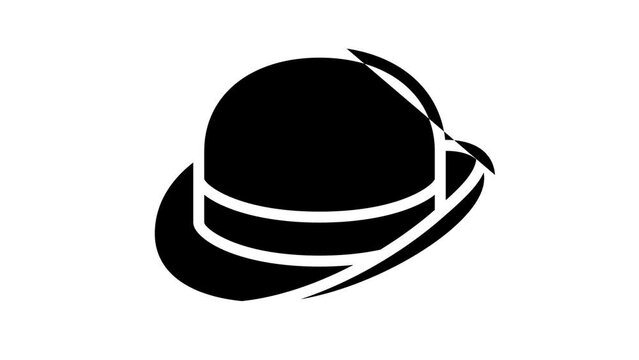 bowler hat cap line icon animation