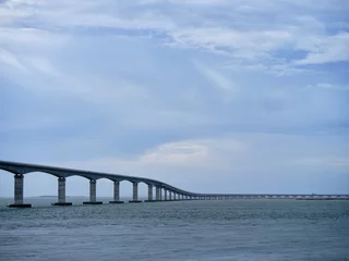 Poster View of the new Herbert C Bonner Bridge spanning the Oregon Inlet on the Outer Banks of North Carolina © Jorge Moro