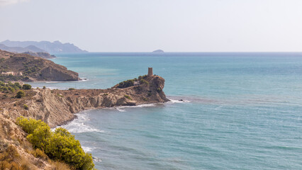 Beaches, cliffs in the Mediterranean Sea in southern Spain. Costa Blanca, between Alicante and Denia, in the Valencian community.