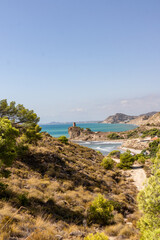 Naklejka premium Beaches, cliffs in the Mediterranean Sea in southern Spain. Costa Blanca, between Alicante and Denia, in the Valencian community.