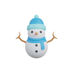 3d rendering of isolated snowman with knitted hat icon