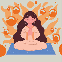 woman making yoga on mat