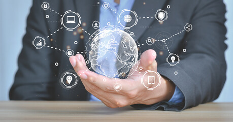 Digital transformation change management, new technology big data and business process strategy, internet of things. customer service management, cloud computing, smart industry. Ai technology