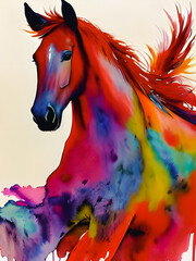 Artistic concept painting of horse in watercolor style, background illustration.