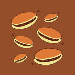 japanese cuisine dorayaki seamless pattern vector stock