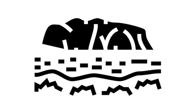 uluru mountain line icon animation
