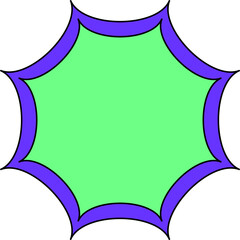 Blank badge sticker label with green-purple color, element for decoration, PNG format file