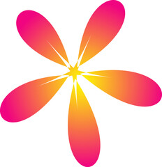 Flower with colorful pink-yellow gradient, element for decoration, PNG format file
