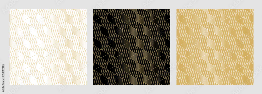 Leinwandbilder Luxury background pattern seamless geometric line abstract gold color design. Christmas background vector set.