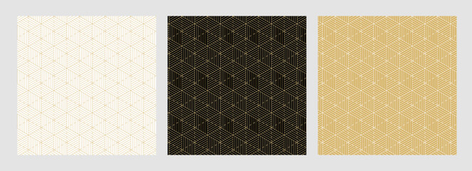 Luxury background pattern seamless geometric line abstract gold color design. Christmas background vector set.