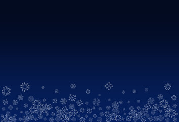 Silver Snowfall Vector Blue Background. Falling