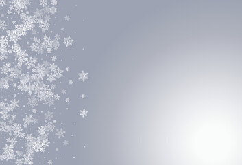 Fototapeta premium Gray Snow Vector Gray Background. Falling Silver