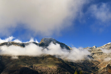 Monte Mucrone, the symbolic peak of the Biella area, cloaked in clouds