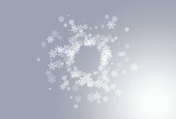 Silver Snowflake Vector Gray Background. Falling