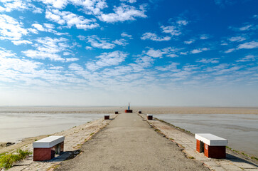beach huts on the shore
