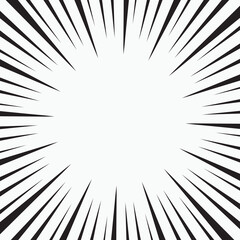 pop art comics book style radial speed line. Action background monochrome sunburst vintage illustration halftone effect.